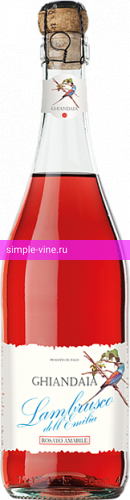 Фото 3 - Игристое вино Ghiandaia Lambrusco Emilia Igt Rosato Amabile 0.75 л