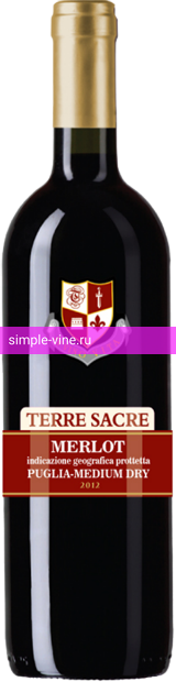 Фото 4 - Вино Terre Sacre Merlot Puglia сухое красное 0.75 л