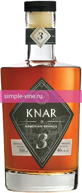 Фото 1 - Коньяк Knar Brandy 3 y.o. 0.5 л